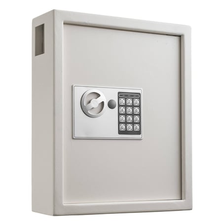 Adiroffice 40-Key Steel Digital Electronic Lock Wall-Mount Security Key Cabinet, White ADI680-40-WHI-MK